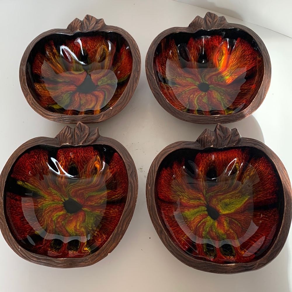 4 California Sequoia Ware Art Pottery Apple Bowls 801B USA